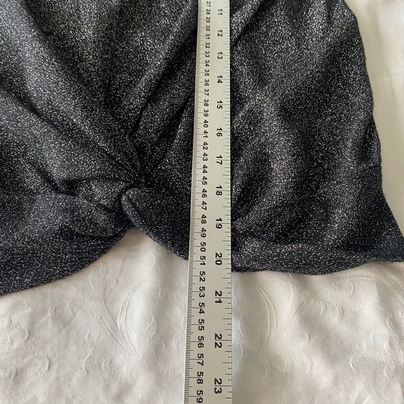 Molly Bracken Women's Black Front Twist Knot Silver Glitter Lightweight Sweater - Picture 11 of 12